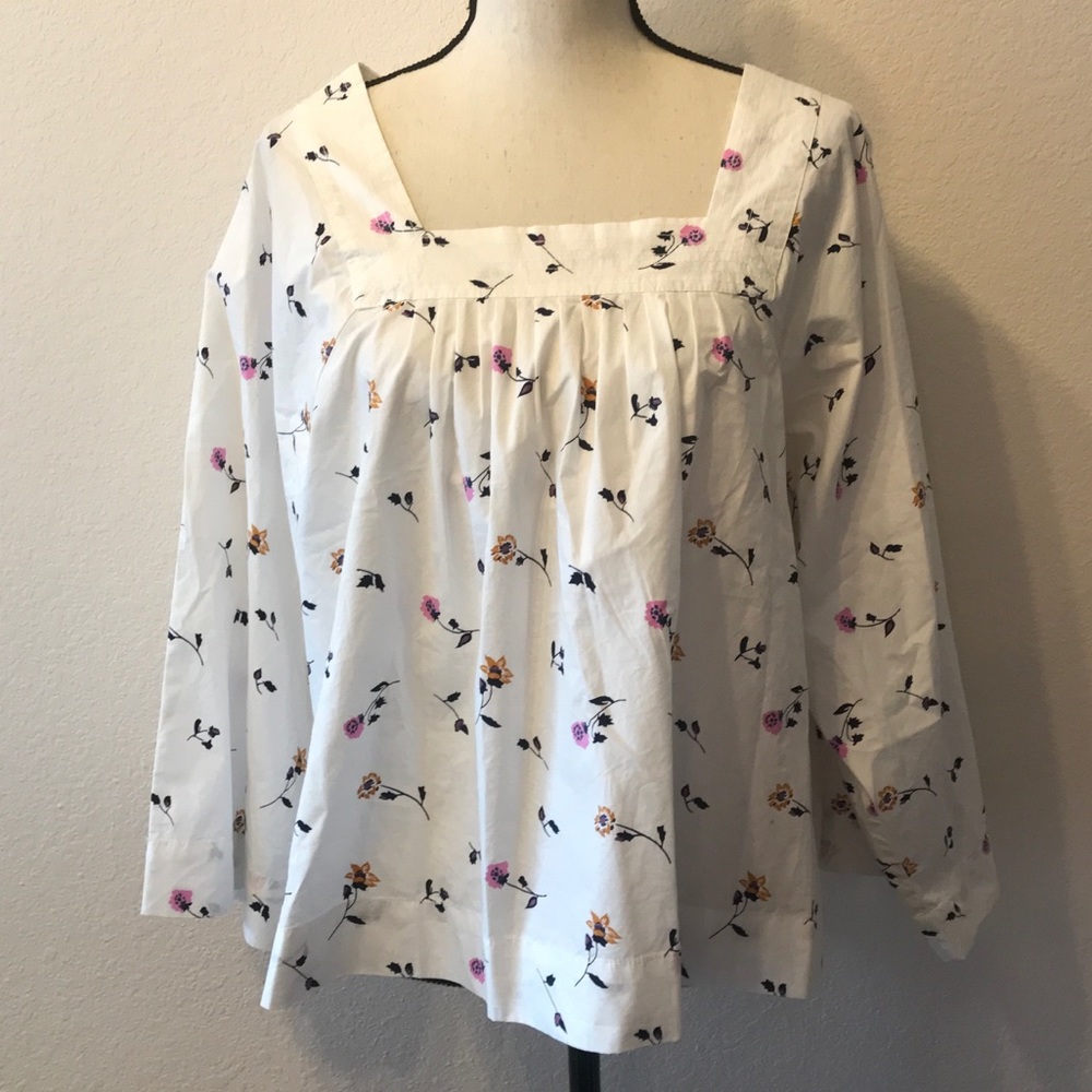 Madewell Floral Square Neck Top